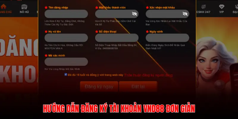 HƯỚNG DẪN ĐĂNG KÝ TÀI KHOẢN VND88 ĐƠN GIẢN
